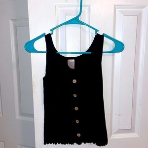 Black Tank with Brown Buttons